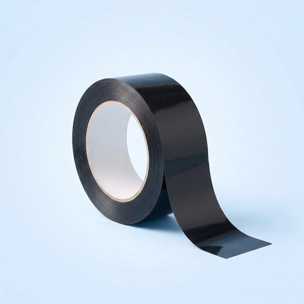 Schwarzes Paketband – Premium-Klebeband Rolle 48 mm × 66 m mit abgerolltem Streifen