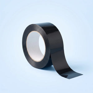 Schwarzes Paketband – Premium-Klebeband Rolle 48 mm × 66 m mit abgerolltem Streifen