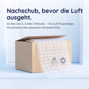 Verpackungsmaterial auf Vorrat – Luftpolstermatten-Nachschub im Abo alle 1 bis 3 Monate, bis zu 8 % günstiger